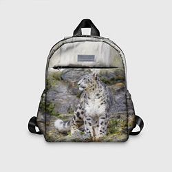 Детский рюкзак Снежный барс среди скал, цвет: 3D-принт