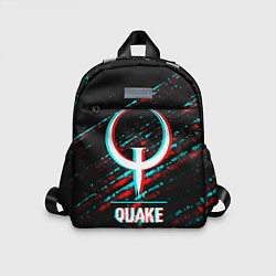Детский рюкзак Quake в стиле glitch и баги графики на темном фоне