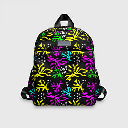 Детский рюкзак Неоновый абстрактный узор на черном фоне