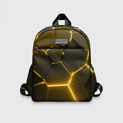 Детский рюкзак Золотые неоновые геометрические плиты, цвет: 3D-принт