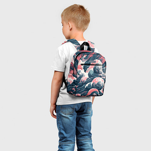 Детский рюкзак Красные облачные узоры / 3D-принт – фото 5