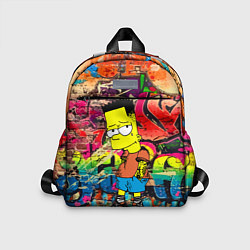 Детский рюкзак Крутой Барт Симпсон на фоне стены с граффити, цвет: 3D-принт