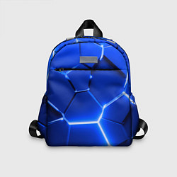 Детский рюкзак Синие неоновые геометрические плиты, цвет: 3D-принт