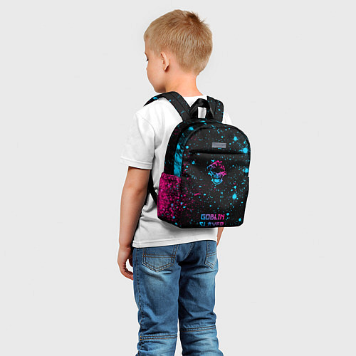 Детский рюкзак Goblin Slayer - neon gradient: символ, надпись / 3D-принт – фото 5