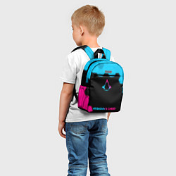 Детский рюкзак Assassins Creed - neon gradient: символ, надпись, цвет: 3D-принт — фото 2