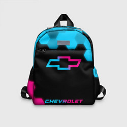 Детский рюкзак Chevrolet - neon gradient: символ, надпись, цвет: 3D-принт