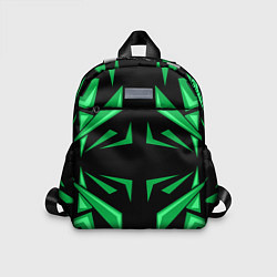 Детский рюкзак Фигуры зеленого цвета на черном фоне geometry, цвет: 3D-принт