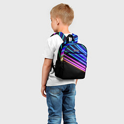 Детский рюкзак Неоновые полосы на черном, цвет: 3D-принт — фото 2