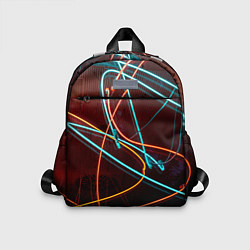 Детский рюкзак Неоновые лучи на тёмной поверхности, цвет: 3D-принт
