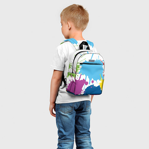 Детский рюкзак Цветные кляксы на белом фоне / 3D-принт – фото 5