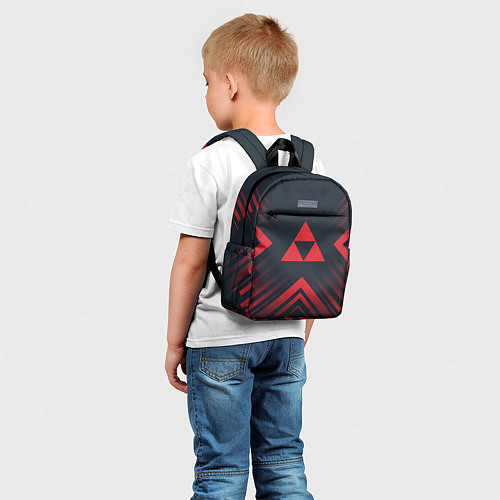 Детский рюкзак Красный символ Zelda на темном фоне со стрелками / 3D-принт – фото 5