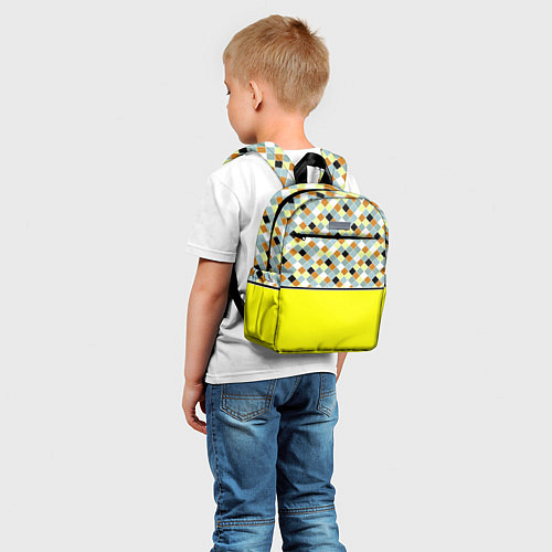 Детский рюкзак Желтый неоновый комбинированный узор / 3D-принт – фото 5