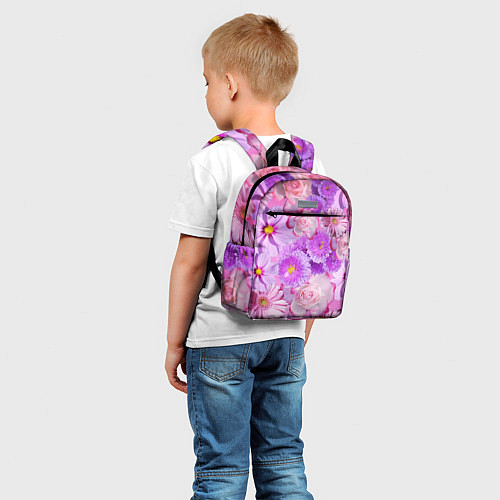 Детский рюкзак Фиолетовые и розовые цветы / 3D-принт – фото 5