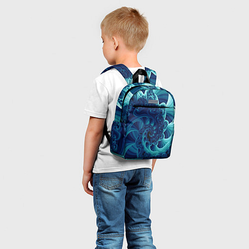 Детский рюкзак Закрученный синий фрактал / 3D-принт – фото 5