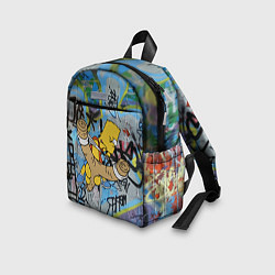 Детский рюкзак Целящийся из рогатки Барт Симпсон на фоне граффити, цвет: 3D-принт — фото 2