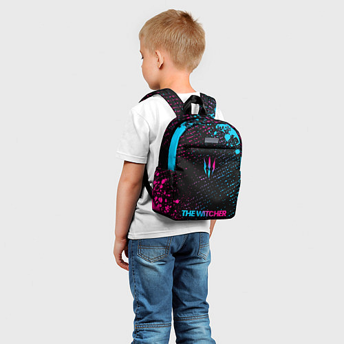 Детский рюкзак The Witcher - neon gradient: символ, надпись / 3D-принт – фото 5