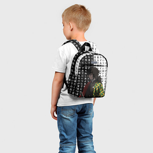 Детский рюкзак Гию Томиока - Иероглифы - чб / 3D-принт – фото 5