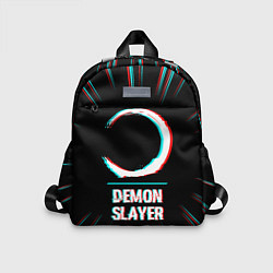 Детский рюкзак Символ Demon Slayer в стиле glitch на темном фоне