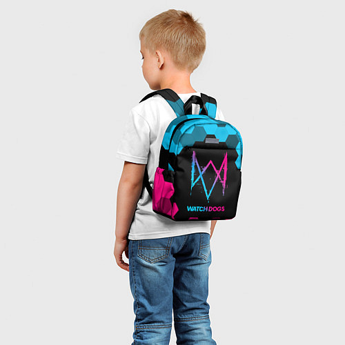 Детский рюкзак Watch Dogs - neon gradient / 3D-принт – фото 5