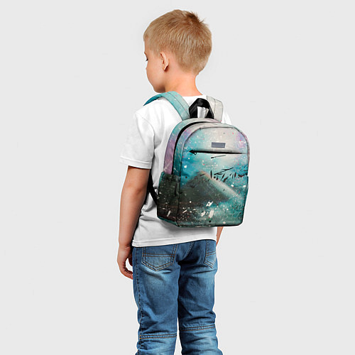 Детский рюкзак Абстрактный голубой туман, краски и блёстки / 3D-принт – фото 5