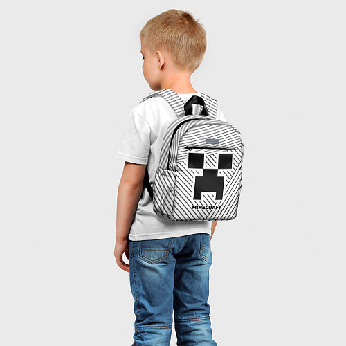Детский рюкзак Символ Minecraft на светлом фоне с полосами / 3D-принт – фото 5