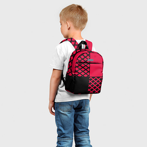 Детский рюкзак Черно-красный геометрический узор / 3D-принт – фото 5