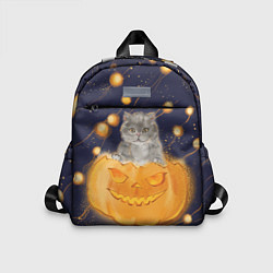 Детский рюкзак Котик в тыкве, хеллоуин, цвет: 3D-принт