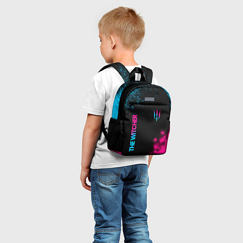 Детский рюкзак The Witcher - neon gradient: надпись, символ / 3D-принт – фото 5
