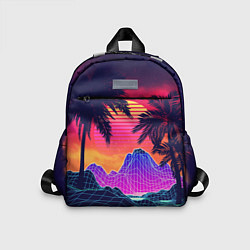 Детский рюкзак Тропический остров с пальмами ретро иллюстрация