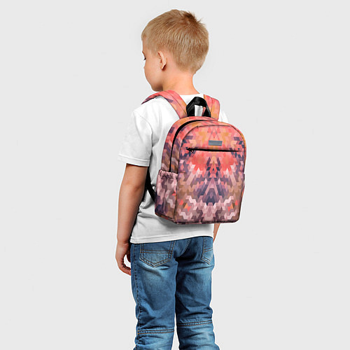 Детский рюкзак Оранжево-коричневый абстрактный геометрический узо / 3D-принт – фото 5