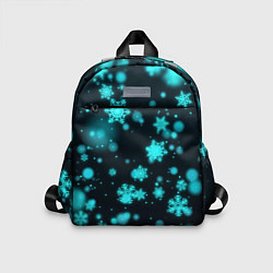 Детский рюкзак Неоновые снежинки на черном фоне, цвет: 3D-принт