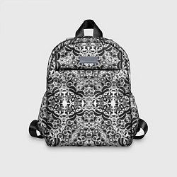 Детский рюкзак Черно-белый ажурный кружевной узор, цвет: 3D-принт