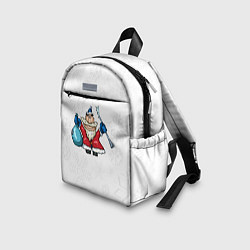 Детский рюкзак Дед Мороз на белом фоне со снежинками, цвет: 3D-принт — фото 2