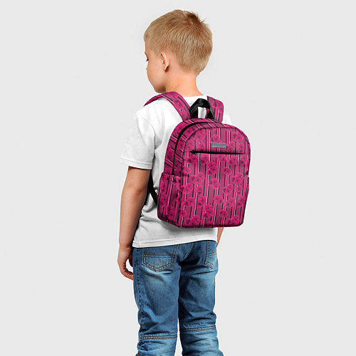 Детский рюкзак Малиновый полосатый узор с цветами анемонов / 3D-принт – фото 5