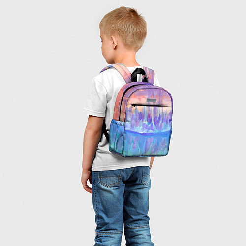 Детский рюкзак Прибрежный город на закате абстракция / 3D-принт – фото 5
