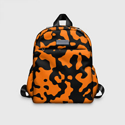 Детский рюкзак Чёрные абстрактные пятна на оранжевом фоне, цвет: 3D-принт