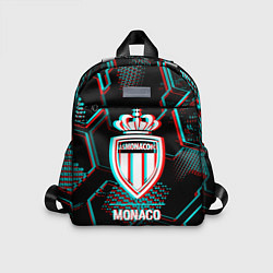 Детский рюкзак Monaco FC в стиле glitch на темном фоне, цвет: 3D-принт