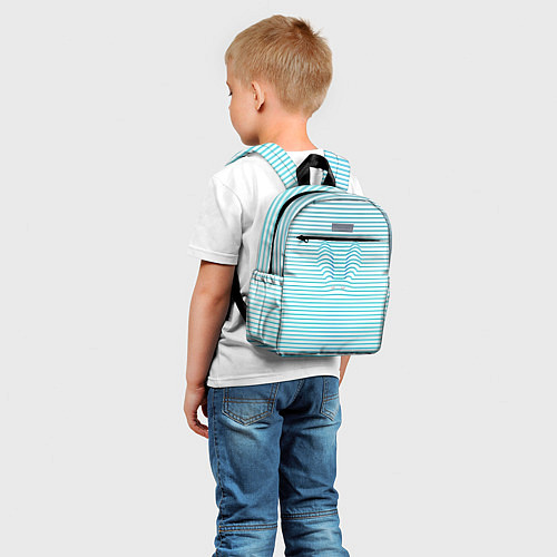 Детский рюкзак Бело-голубые полосы и заячьи уши контуром / 3D-принт – фото 5