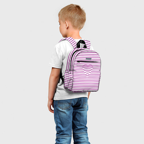 Детский рюкзак Полосатый паттерн бело-розового цвета / 3D-принт – фото 5