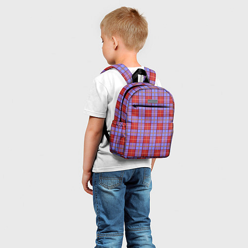Детский рюкзак Ткань Шотландка красно-синяя / 3D-принт – фото 5