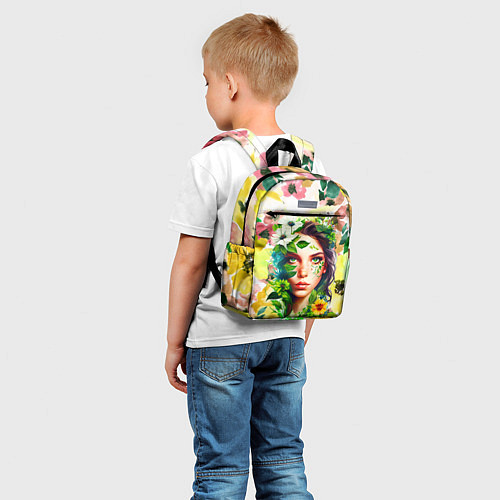 Детский рюкзак Девушка Весна - акварель / 3D-принт – фото 5