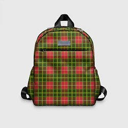 Детский рюкзак Ткань Шотландка красно-зелёная, цвет: 3D-принт