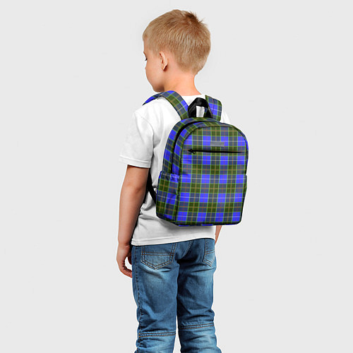 Детский рюкзак Ткань Шотландка сине-зелёная / 3D-принт – фото 5