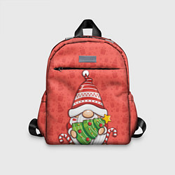 Детский рюкзак Новогодний гномик с елкой, цвет: 3D-принт