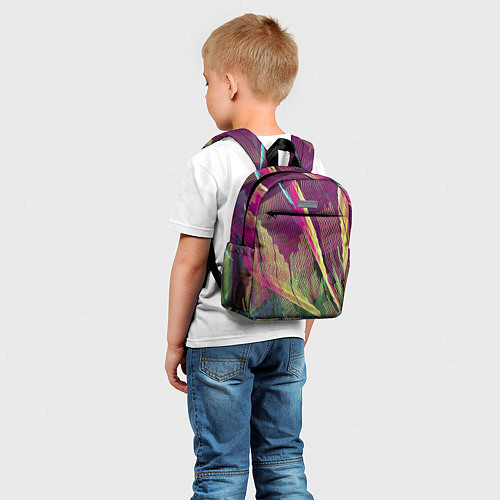 Детский рюкзак Неоновые волнообразные линии / 3D-принт – фото 5
