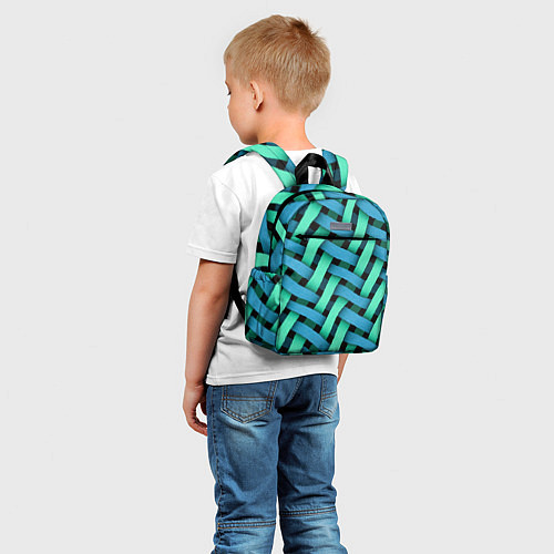 Детский рюкзак Сине-зелёная плетёнка - оптическая иллюзия / 3D-принт – фото 5
