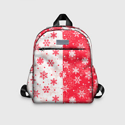 Детский рюкзак Снежинки красно-белые, цвет: 3D-принт