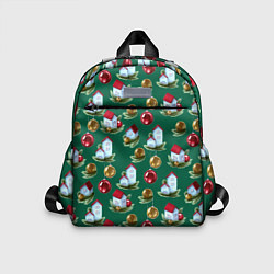 Детский рюкзак Новогодние домики на зеленом - паттерн, цвет: 3D-принт