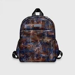 Детский рюкзак Коричневый с синим абстрактный гранжевый, цвет: 3D-принт