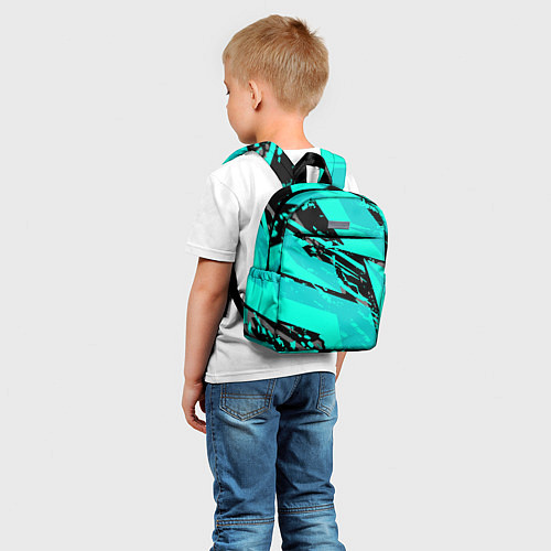 Детский рюкзак Бирюзовая и черная абстракция / 3D-принт – фото 5